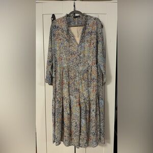 Black Tape Blue Floral Peasant Dress